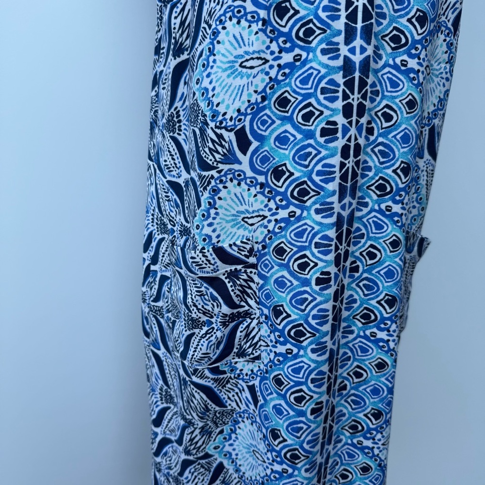 Lilly Pulitzer Blue and White V-Neck Mermaid Tail Print Dress Size 4 - Picture 5 of 15